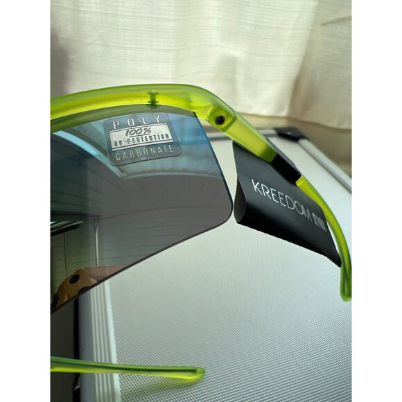 Kreedom Polycarbonate Wraparound Sports Sunglasses Neon Green Outdoor Active NEW - Picture 5 of 6